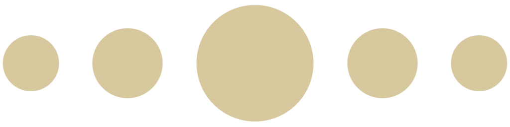 Fünf beige ausgefüllte Kreise, nebeneinander aufgereiht auf transparentem Hintergrund