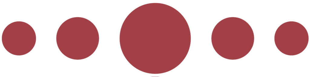 Fünf rot ausgefüllte Kreise, nebeneinander aufgereiht auf transparentem Hintergrund
